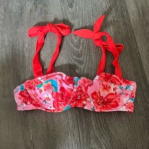 floral tie shoulders bikini top